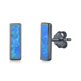 Bar Stud Earrings Created Opal 925 Sterling Silver