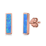 Bar Stud Earrings Created Opal 925 Sterling Silver