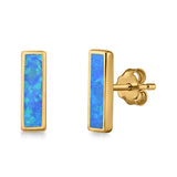 Bar Stud Earrings Created Opal 925 Sterling Silver