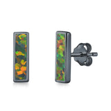 Bar Stud Earrings Created Opal 925 Sterling Silver