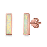 Bar Stud Earrings Created Opal 925 Sterling Silver
