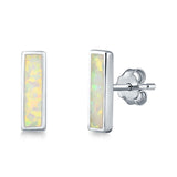 Bar Stud Earrings Created Opal 925 Sterling Silver
