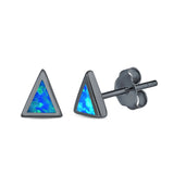 Triangle Stud Earrings Lab Created Opal 925 Sterling Silver (5mm)