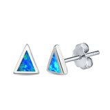 Triangle Stud Earrings Lab Created Opal 925 Sterling Silver (5mm)
