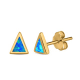 Triangle Stud Earrings Lab Created Opal 925 Sterling Silver (5mm)