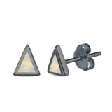 Triangle Stud Earrings Lab Created Opal 925 Sterling Silver (5mm)