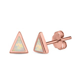 Triangle Stud Earrings Lab Created Opal 925 Sterling Silver (5mm)