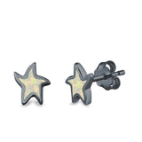 Star Stud Earrings Lab Created Opal 925 Sterling Silver (6mm)