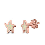 Star Stud Earrings Lab Created Opal 925 Sterling Silver (6mm)
