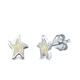 Star Stud Earrings Lab Created Opal 925 Sterling Silver (6mm)