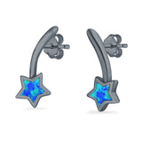 Shooting Star Stud Earrings Created Opal 925 Sterling Silver (13mm)
