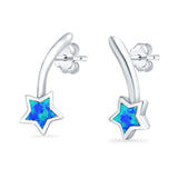 Shooting Star Stud Earrings Created Opal 925 Sterling Silver (13mm)