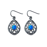 Drop Dangle Earrings Round Lab Created Opal 925 Sterling Silver (18mm)