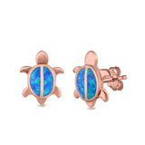 Turtle Stud Earrings Lab Created Opal 925 Sterling Silver (12mm)