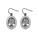 Tree of Life Drop Dangle Earrings Lab Created Opal 925 Sterling Silver (23mm)