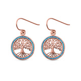 Tree of Life Drop Dangle Earrings Lab Created Opal 925 Sterling Silver (20mm)