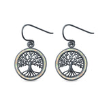 Tree of Life Drop Dangle Earrings Lab Created Opal 925 Sterling Silver (20mm)