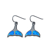 Whale Tail Drop Dangle Earrings Lab Created Opal 925 Sterling Silver (13mm)