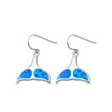 Whale Tail Drop Dangle Earrings Lab Created Opal 925 Sterling Silver (13mm)