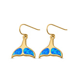 Whale Tail Drop Dangle Earrings Lab Created Opal 925 Sterling Silver (13mm)