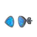 Pear Stud Earrings Lab Created Opal 925 Sterling Silver (7mm)