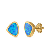 Pear Stud Earrings Lab Created Opal 925 Sterling Silver (7mm)