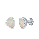 Pear Stud Earrings Lab Created Opal 925 Sterling Silver (7mm)