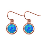 Drop Dangle Earrings Round Lab Created Opal 925 Sterling Silver (12mm)