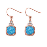 Drop Dangle Earrings Cushion Cut Lab Created Opal 925 Sterling Silver (15mm)