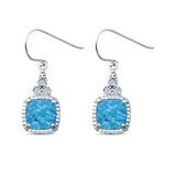 Drop Dangle Earrings Cushion Cut Lab Created Opal 925 Sterling Silver (15mm)
