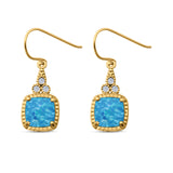 Drop Dangle Earrings Cushion Cut Lab Created Opal 925 Sterling Silver (15mm)