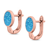 Stud Earrings Oval Lab Created Opal 925 Sterling Silver (14mm)