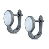 Stud Earrings Oval Lab Created Opal 925 Sterling Silver (14mm)