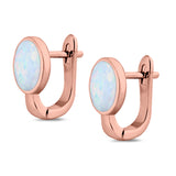 Stud Earrings Oval Lab Created Opal 925 Sterling Silver (14mm)