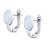 Stud Earrings Oval Lab Created Opal 925 Sterling Silver (14mm)