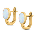 Stud Earrings Oval Lab Created Opal 925 Sterling Silver (14mm)