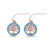 Tree of Life Drop Dangle Earrings Created Opal 925 Sterling Silver(17mm)