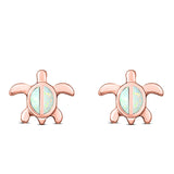 Turtle Stud Earring Created Opal Solid 925 Sterling Silver (8mm)