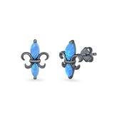 Stud Earrings Created Opal 925 Sterling Silver (12mm)