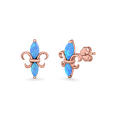 Stud Earrings Created Opal 925 Sterling Silver (12mm)