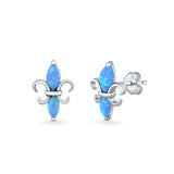 Stud Earrings Created Opal 925 Sterling Silver (12mm)