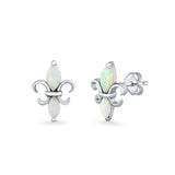 Stud Earrings Created Opal 925 Sterling Silver (12mm)