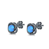 Stud Earrings Created Opal 925 Sterling Silver (6mm)