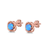 Stud Earrings Created Opal 925 Sterling Silver (6mm)