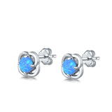 Stud Earrings Created Opal 925 Sterling Silver (6mm)