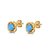 Stud Earrings Created Opal 925 Sterling Silver (6mm)