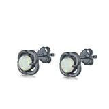 Stud Earrings Created Opal 925 Sterling Silver (6mm)