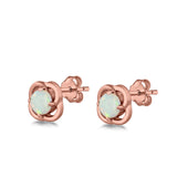 Stud Earrings Created Opal 925 Sterling Silver (6mm)