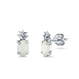 Pineapple Stud Earrings Lab Created Opal 925 Sterling Silver (15mm)