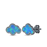 Cloud Stud Earrings Lab Created Opal 925 Sterling Silver (7mm)